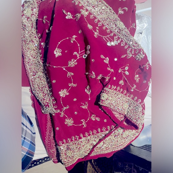 Wedding Zardosi Silk Sari - Readymade - Picture 4 of 10